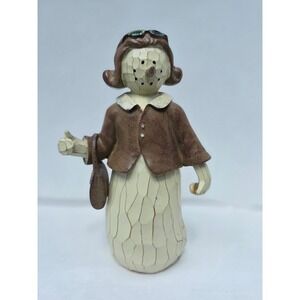 Flurryville Collection Living Quarters Snowman Lady Figurine Brown Jacket Purse